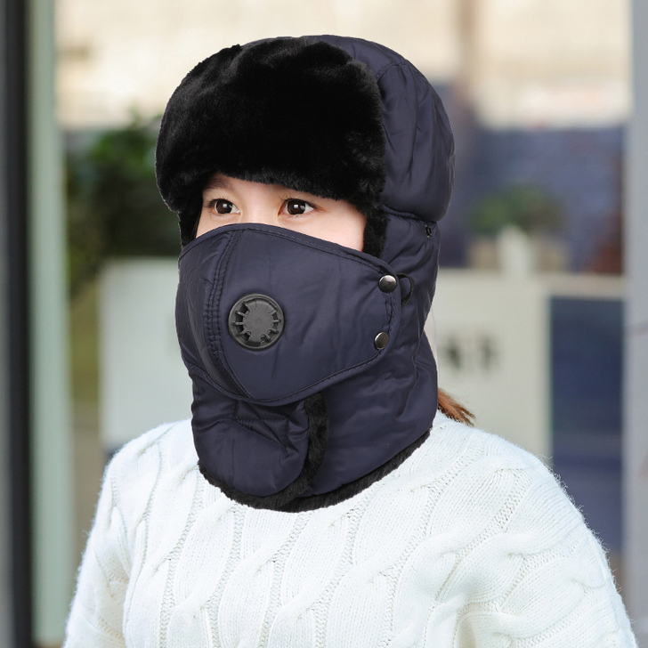 帽子女冬天骑电动车防风防寒雷锋帽男加厚保暖...