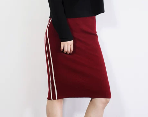 2017秋冬新款韩版休闲条纹打底半身裙秋中...