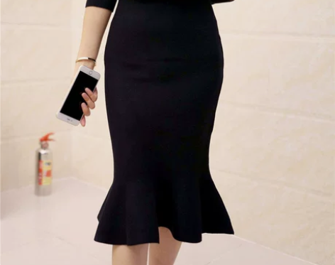 水洗 复古 牛仔 半身裙 开衩 中裙 w6...