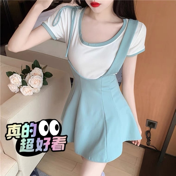 盐甜系炸街套装女2021年夏季新款时尚t恤...