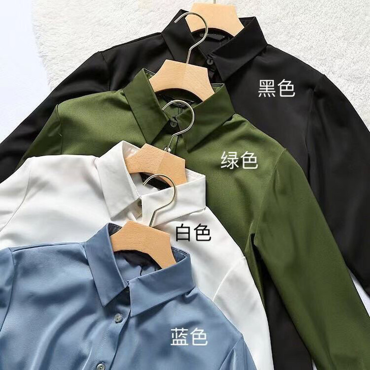 全新醋酸光泽感衬衣衬衫长袖