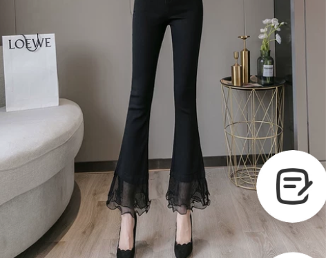 蕾丝微喇叭裤女高腰2020新款春秋修身显瘦弹