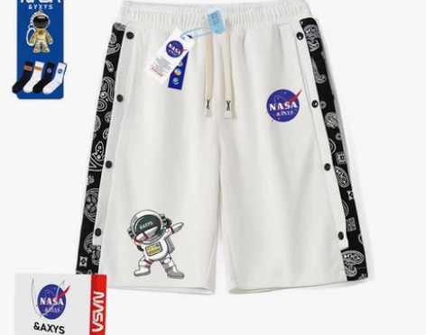 NASA官网联名裤子夏季花绳潮牌男女情侣宽...