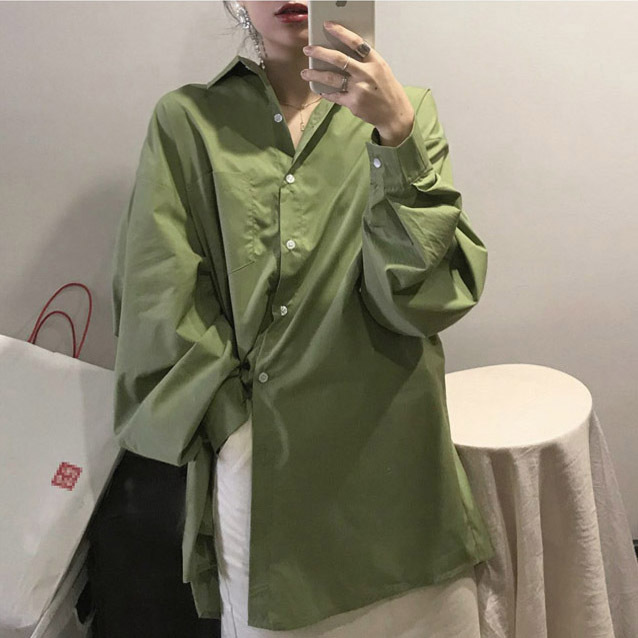 衬衫外套女宽松韩版春秋BF慵懒风chic气...