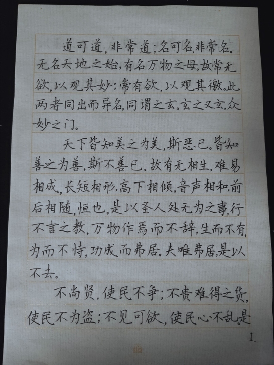 手写硬笔书法《道德经》全章。