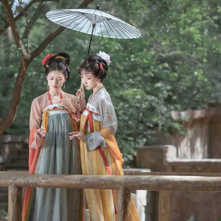 汉服女原创正版袅袅烟烟唐制复原一片式齐胸襦...