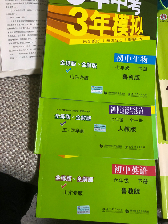 五四制鲁教版典中点七年级下册，基本全新，五...