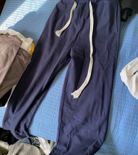 编织带阔腿休闲裤深蓝色阔腿裤M码 感兴趣的...