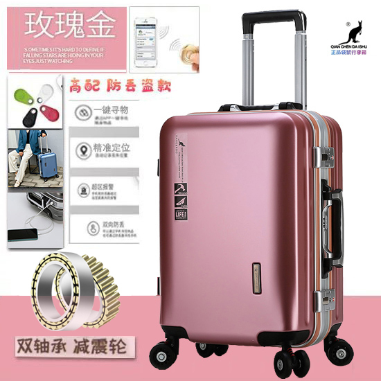 乾辰袋鼠旅行箱行李箱铝框拉杆箱女韩版万向轮...