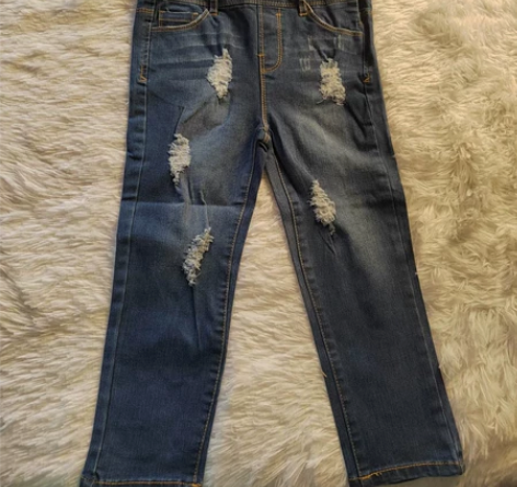 外贸时尚磨毛牛仔女宝专用背带牛仔裤，最大1...