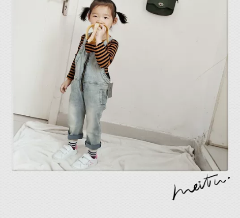 清仓促销弹力牛仔背带裤男童女童牛仔裤中大童...