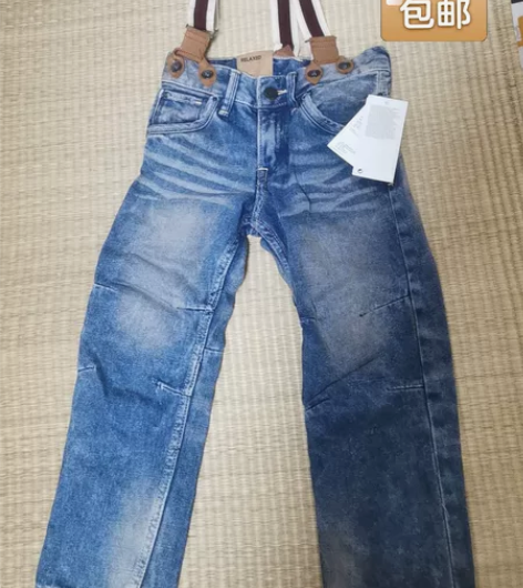 HM男童背带牛仔裤，全新带标签，尺码110...