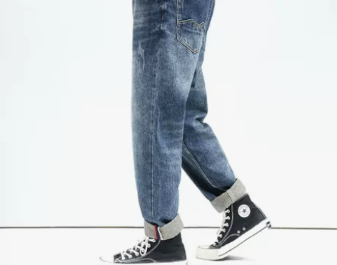 牛仔蓝色牛仔裤男士秋季宽松直筒潮牌长裤子男...