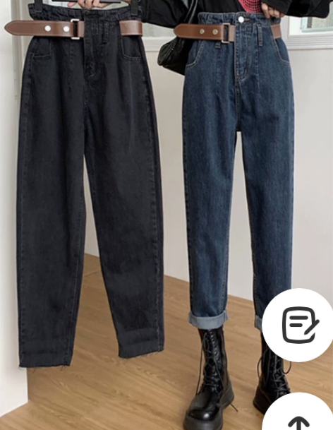 牛仔裤女2022年新款设计感直筒高腰宽松显...
