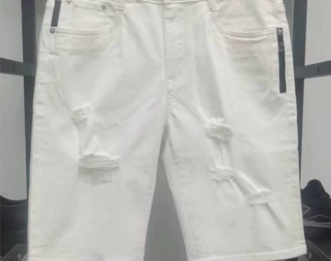 线下399!春夏中腰时尚新款白色破洞质感舒...