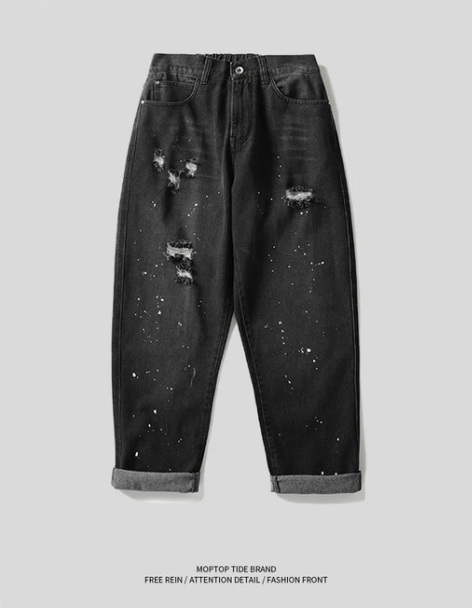 破洞牛仔裤 破洞牛仔裤乞丐裤MMOPTOP...