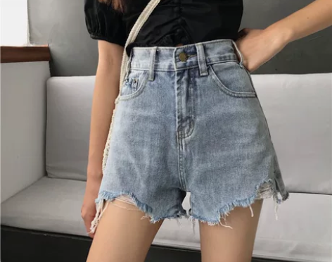 女士chic牛仔短裤2020新款夏季薄款宽...