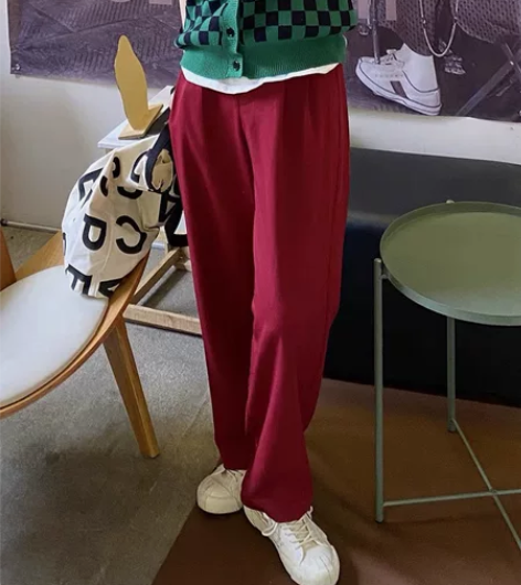 韩版宽松直筒休闲裤女垂感高腰显瘦西装裤长裤...