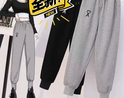 2021新款ins潮休闲卫裤运动宽松女透气...