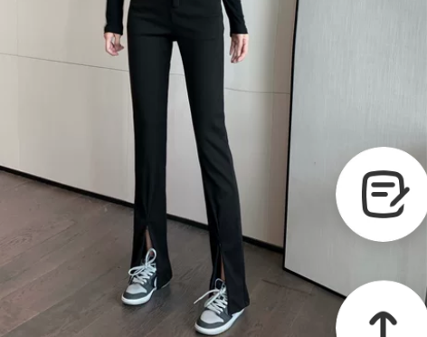 韩版春秋高腰垂感开叉拖地裤2021新款直筒...