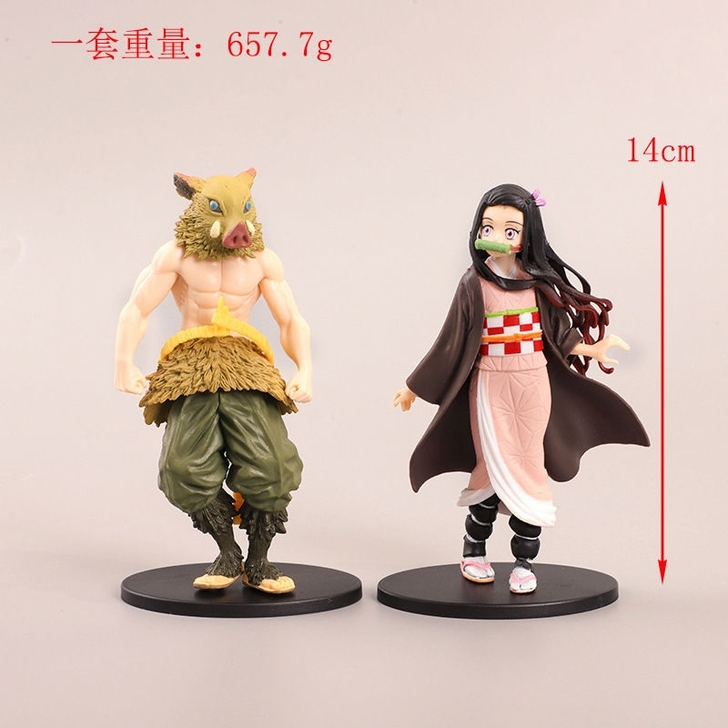 鬼灭之刃我妻善逸灶门炭治郎祢豆子Q版手办模...