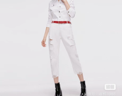 ONLY磨破低腰毛边七分BF显瘦牛仔裤女1...