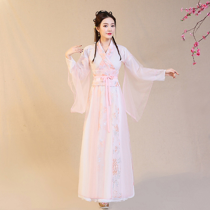 原创汉服女古装魏晋风学生改良中国风交领襦裙...