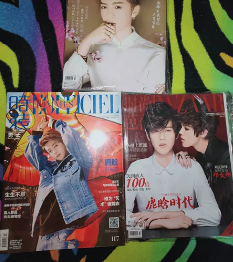 鹿晗各类周边 专辑 时尚芭莎杂志 时装男士...