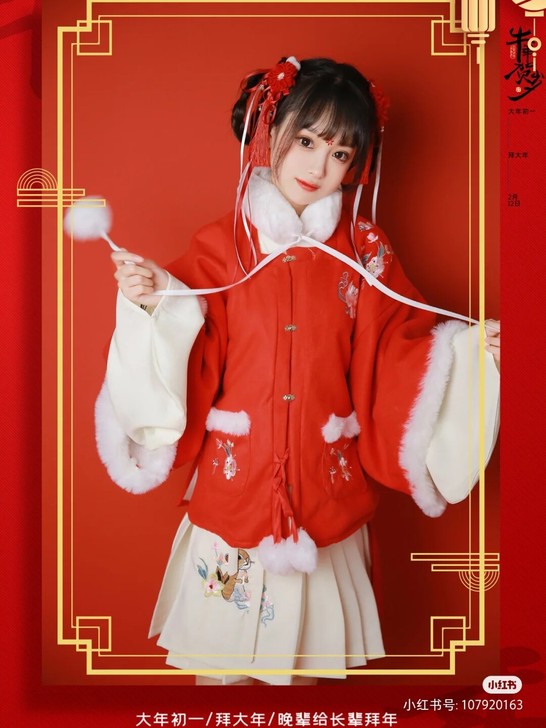 【压岁钱】汉服原创秋冬汉元素全套明制斗篷短...