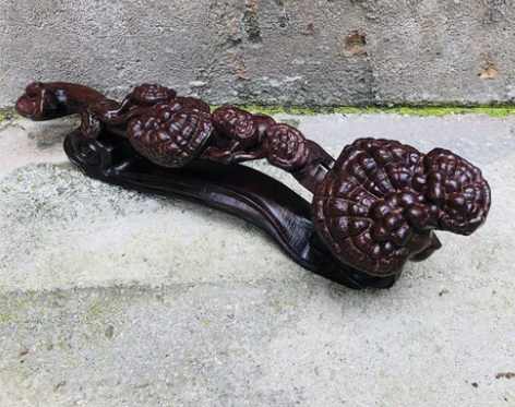 黑檀木吉祥如意摆件木雕灵芝红木工艺品乔迁摆...
