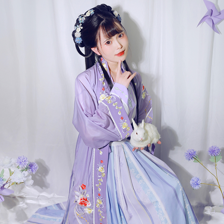 宋制汉服女对襟长衫宋抹吊带齐腰中国风原创正...