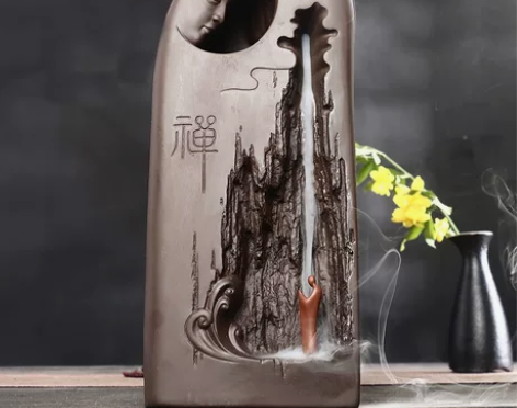 紫砂问禅高山流水倒流香炉禅意防风太极塔香薰...