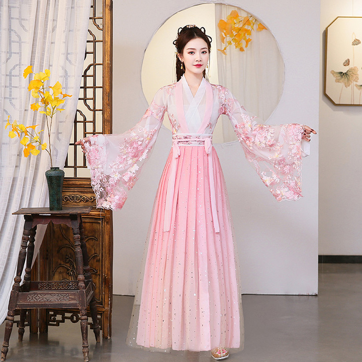 原创汉服女古装中国风夏季仙女樱花超仙广袖流...