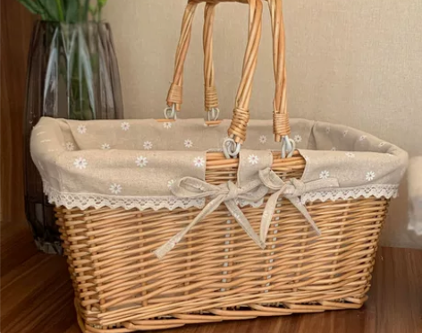 柳编收纳篮花篮购物篮子藤编水果篮手提篮菜