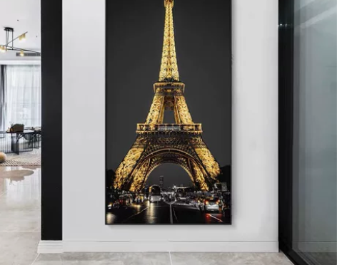 入门玄关装饰画埃菲尔铁塔法国巴黎城市风景大...