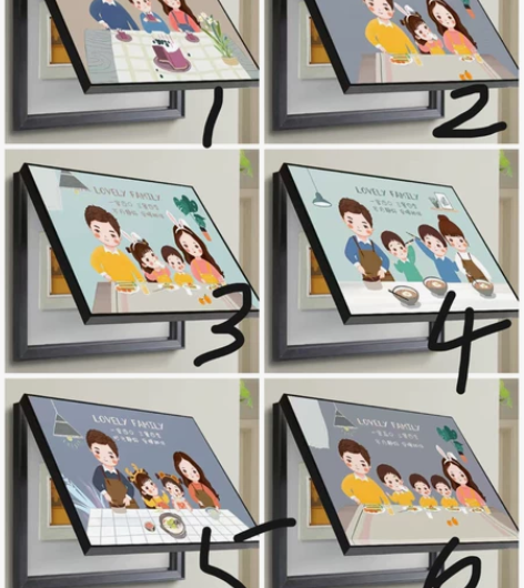 电表箱装饰画幸福一家人餐厅客厅装饰画现代简...