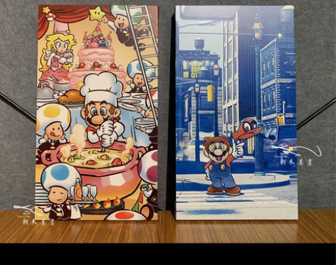 马里奥奥德赛3副潮流复古艺术插画无框画卡通...