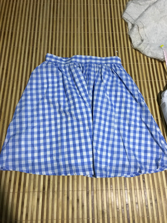 全新 学院风清新蓝色格子裙