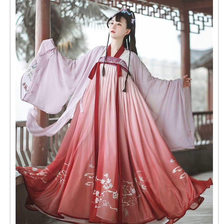 御篇汉服「留香」   渐变红齐胸上衫+下裙...