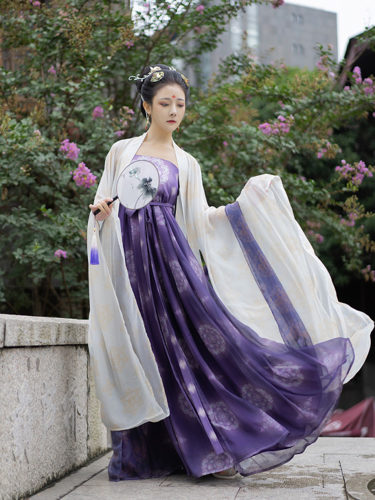 原创正品七巧坊唐制汉服仿仕女图夏季唐风印花...