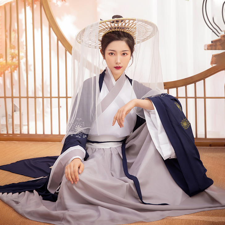 魏晋交领汉服女正版武侠风齐腰襦裙大袖衫中国...