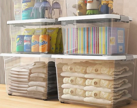 全新家居透明收纳箱大号学生宿舍衣服整理箱零...