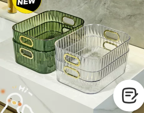 【爆款】轻奢透明收纳盒小红书桌面杂物化妆品...