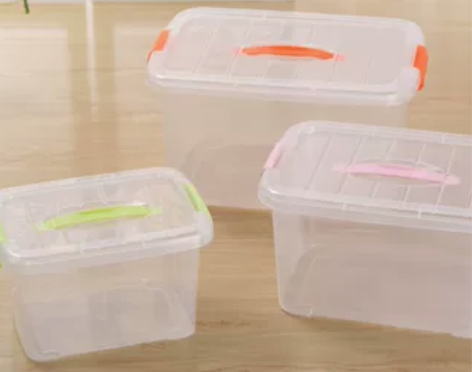 [转卖]3件套透明塑料收纳箱手提有盖整理箱...