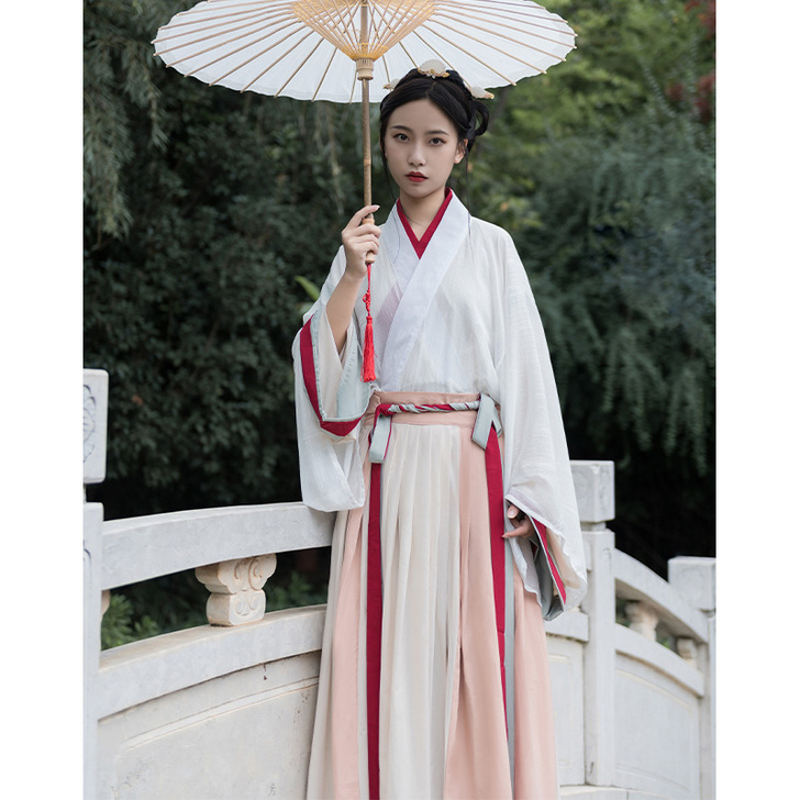 【秋色】五五年汉服女晋制交领齐腰一片式打孔...