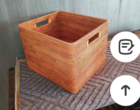 越南藤编编织收纳筐衣物储物箱大号带盖玩具篮...