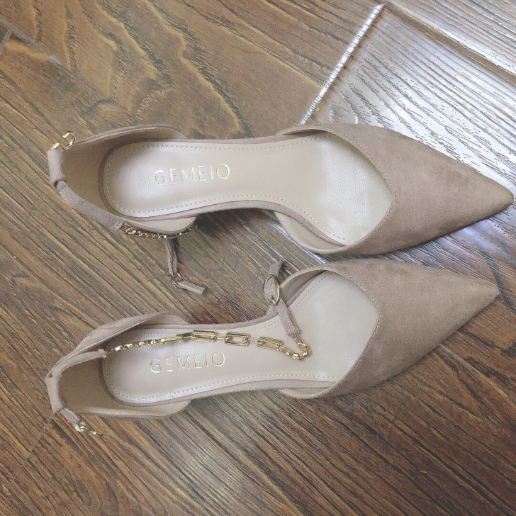 粉色扣带高跟鞋,真皮,只穿过一次