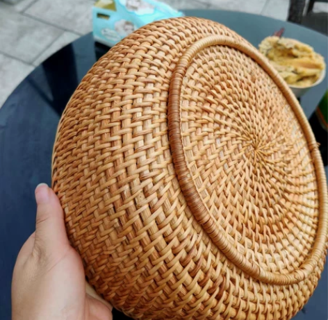 DIY藤编果盘瓜果蔬菜篮圆形水果篮餐具盘 ...