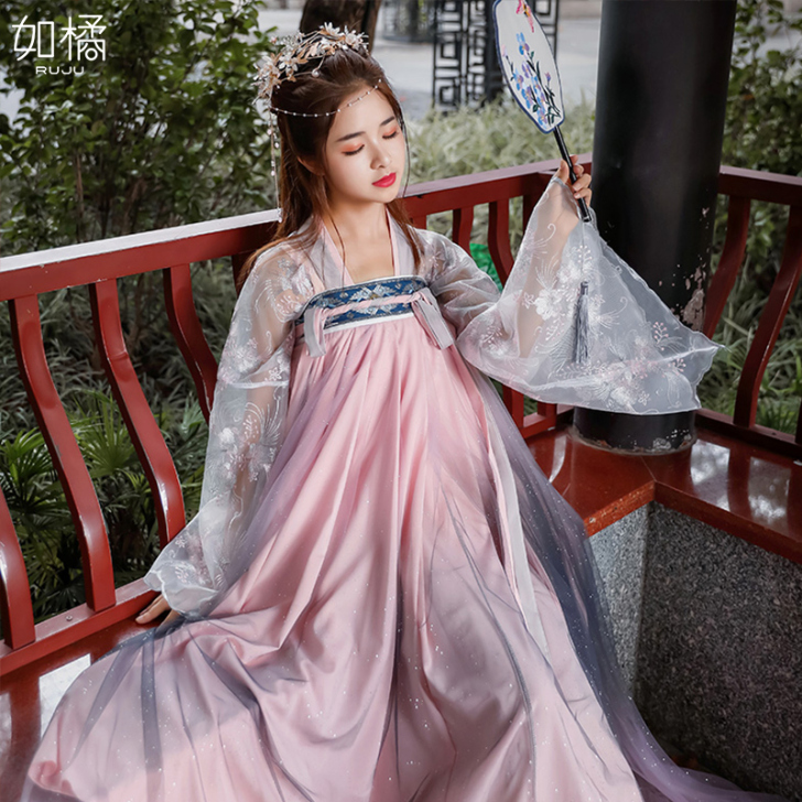 汉服女中国风原创仙气学生飘逸古风淡雅齐胸超...