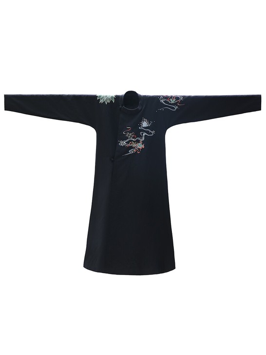 钟灵记蓬莱客圆领袍绣花汉服女革带黑白色男款...
